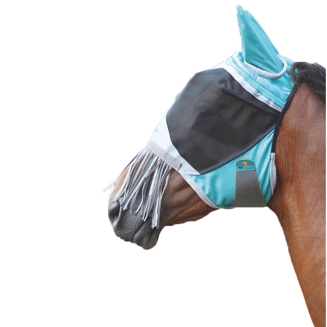 Deluxe Horse Fly Mask With Ears & Nose Fringe (Green) 1 Deluxe Horse Fly Mask With Ears & Nose Fringe (Green)