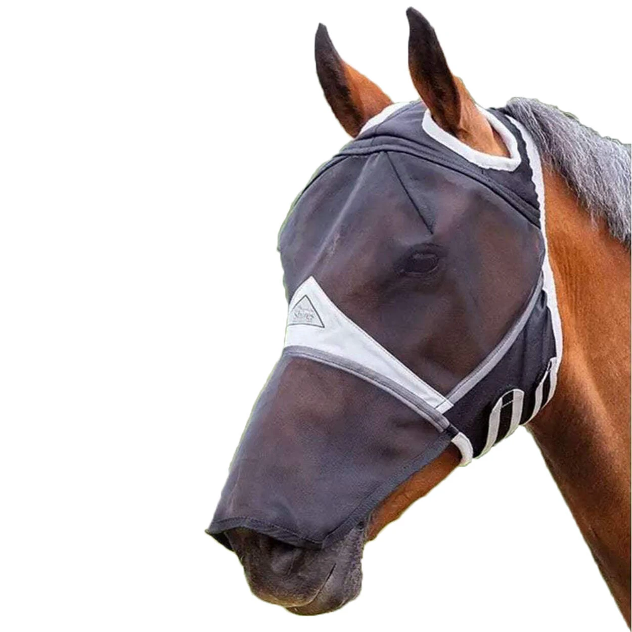 Fine Mesh Ear Holes Horse Fly Mask With Nose (Black) 1 Fine Mesh Ear Holes Horse Fly Mask With Nose (Black)