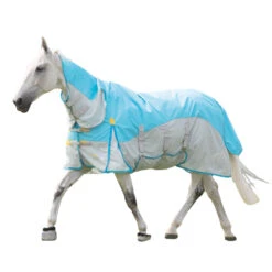 Highlander Plus Waterproof Horse Fly Rug (Sky Blue/Light Grey)