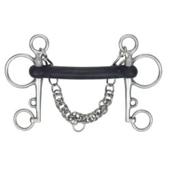 Hard Rubber Horse Pelham Bit (Black/Silver)