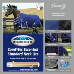 Weatherbeeta Comfitec Lite Essential Standard Neck Turnout Rug (Navy/Silver/Red) -Horse Riding Equipment Store kd8d6a309dd95d31aa292208ec5f7e9c7